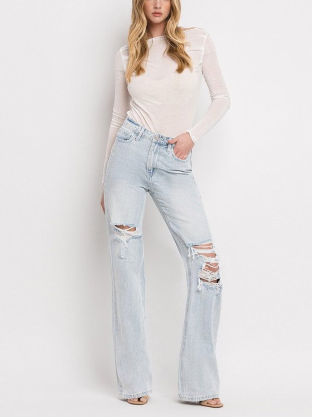 Vervet 90s Vintage Super High Rise Flare Jeans Women's Non-Stretch Denim Size 29